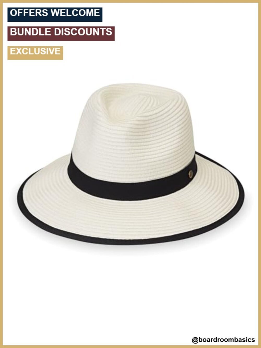 UPF 50+ Packable Ponytail Fedora Sun Hat with Wide Brim